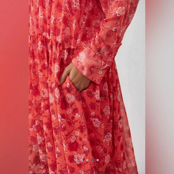Free People See It Through Dress in Coral Peach Combo Size XS NWT - Picture 5 of 14